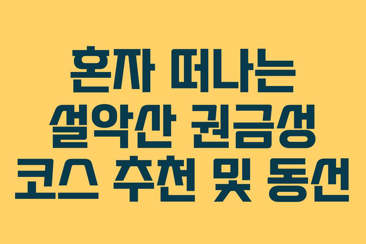 혼자 떠나는 설악산 권금성 코스 추천 및 동선
