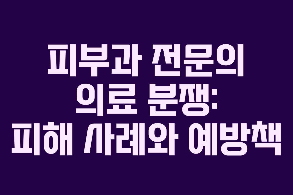 피부과 전문의 의료 분쟁: 피해 사례와 예방책