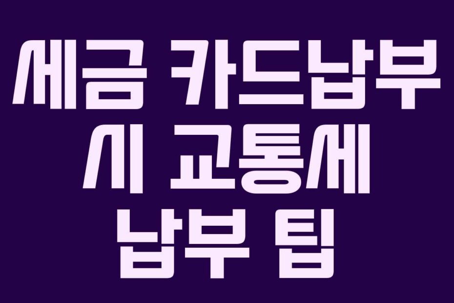 세금 카드납부 시 교통세 납부 팁