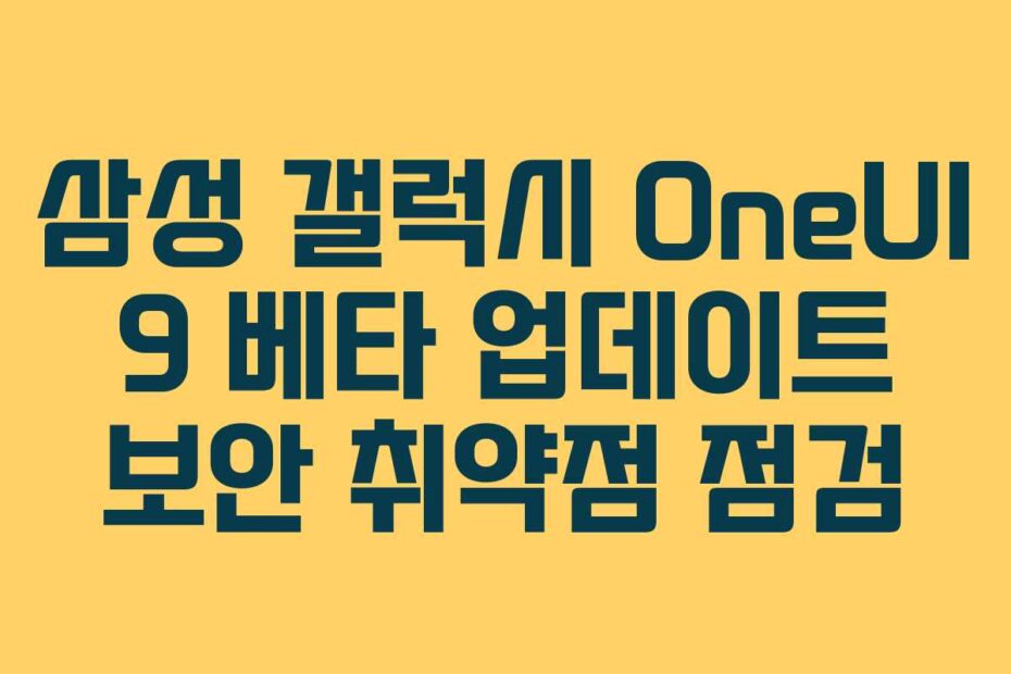 삼성 갤럭시 OneUI 9 베타 업데이트 보안 취약점 점검