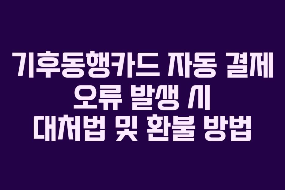 기후동행카드 자동 결제 오류 발생 시 대처법 및 환불 방법