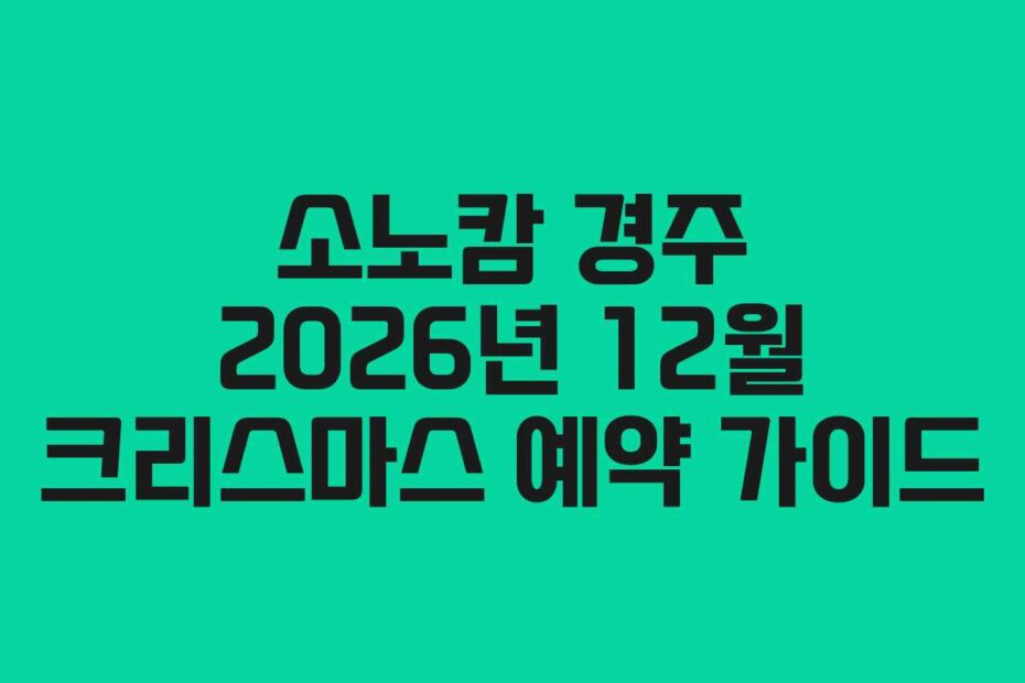 소노캄 경주 2026년 12월 크리스마스 예약 가이드