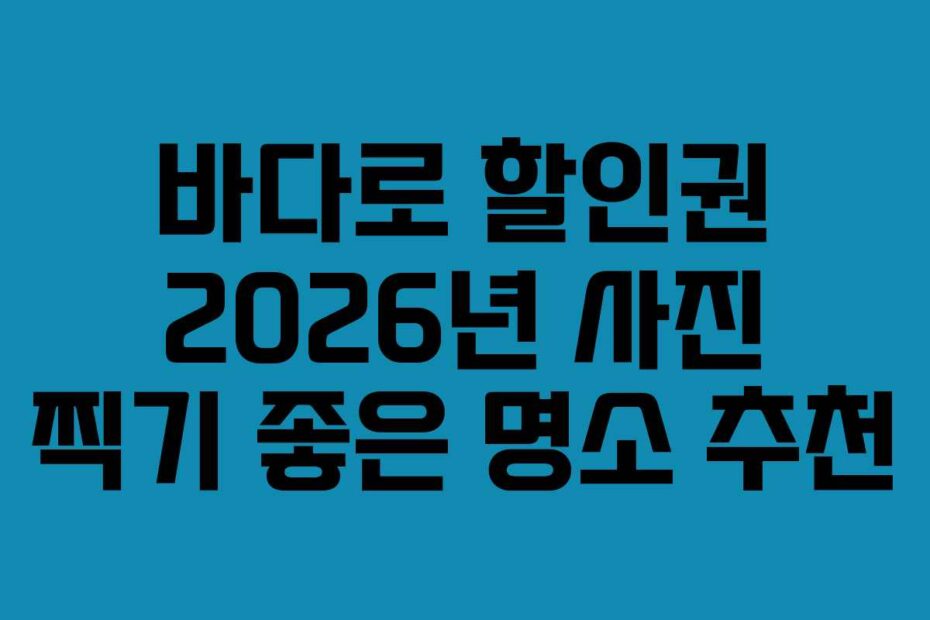 바다로 할인권 2026년 사진 찍기 좋은 명소 추천