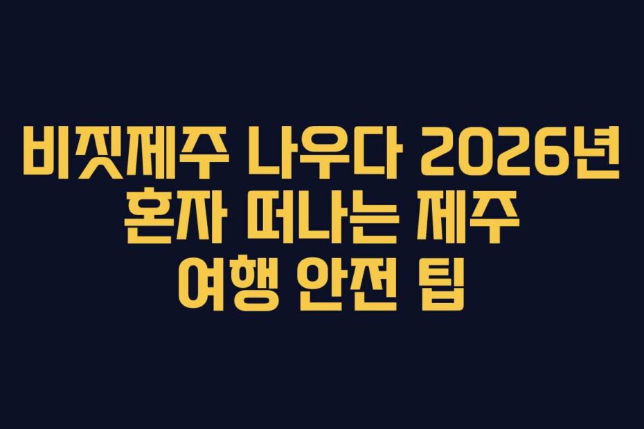 비짓제주 나우다 2026년 혼자 떠나는 제주 여행 안전 팁
