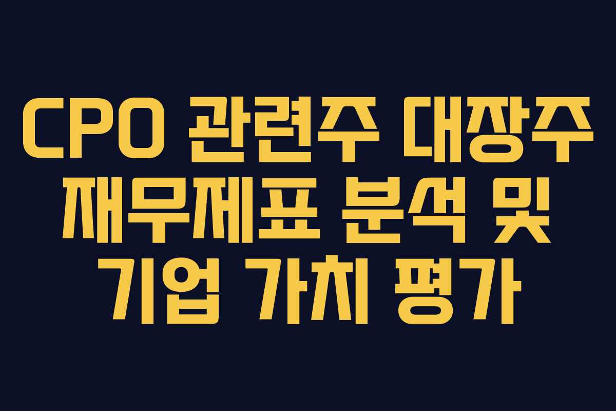 CPO 관련주 대장주 재무제표 분석 및 기업 가치 평가