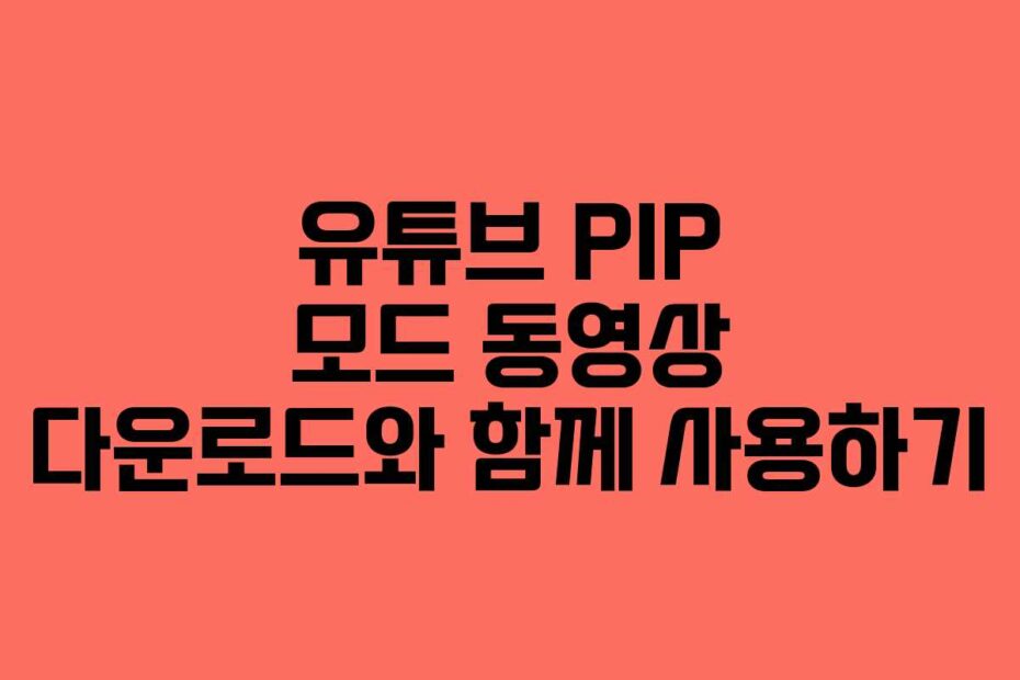 유튜브 PIP 모드 동영상 다운로드와 함께 사용하기