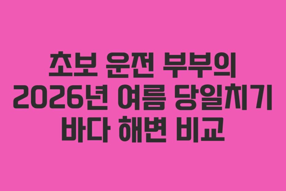 초보 운전 부부의 2026년 여름 당일치기 바다 해변 비교
