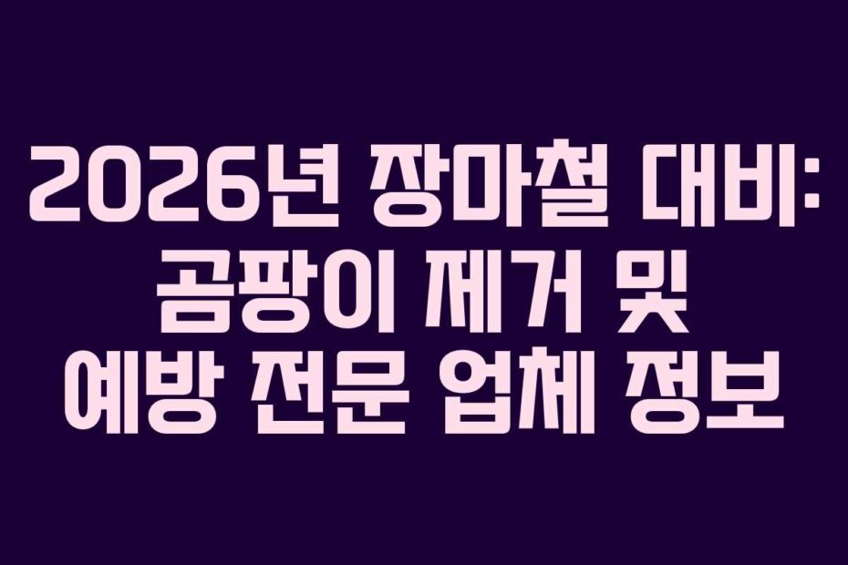 2026년 장마철 대비: 곰팡이 제거 및 예방 전문 업체 정보