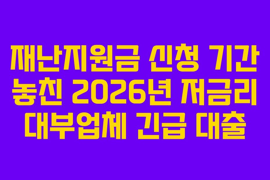 재난지원금 신청 기간 놓친 2026년 저금리 대부업체 긴급 대출