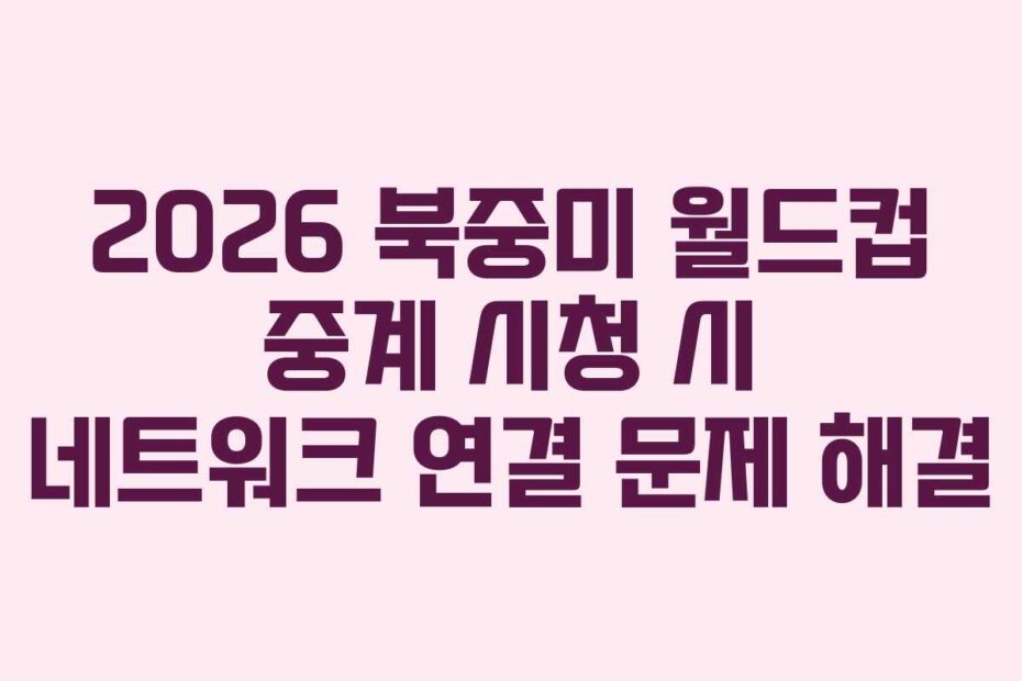 2026 북중미 월드컵 중계 시청 시 네트워크 연결 문제 해결