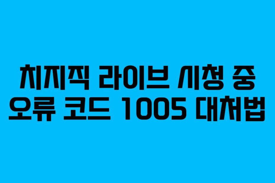 치지직 라이브 시청 중 오류 코드 1005 대처법