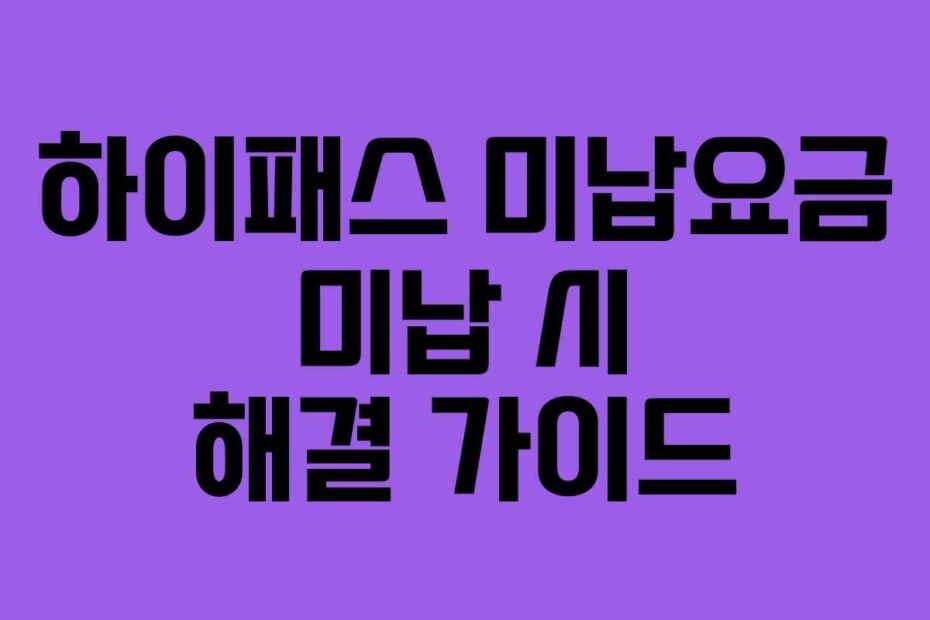 하이패스 미납요금 미납 시 해결 가이드