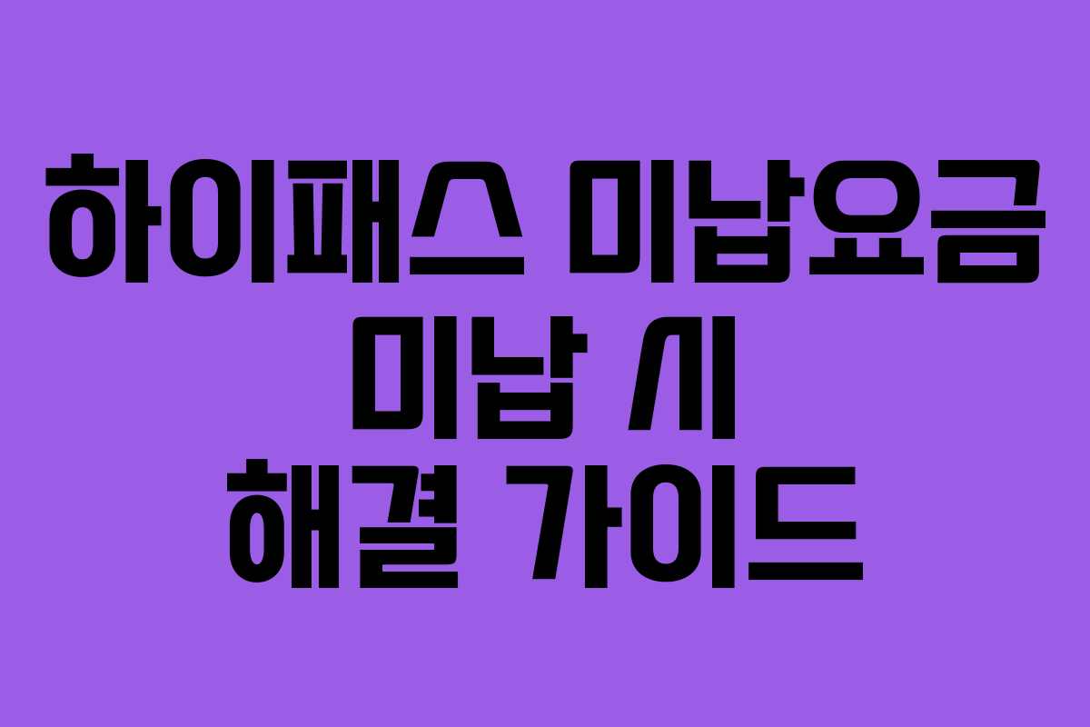 하이패스 미납요금 미납 시 해결 가이드