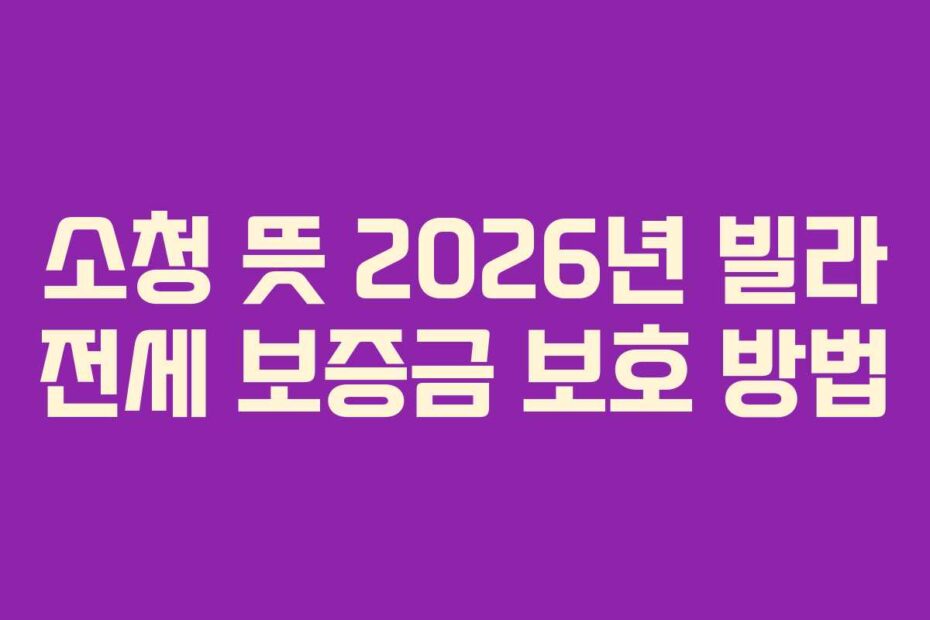 소청 뜻 2026년 빌라 전세 보증금 보호 방법