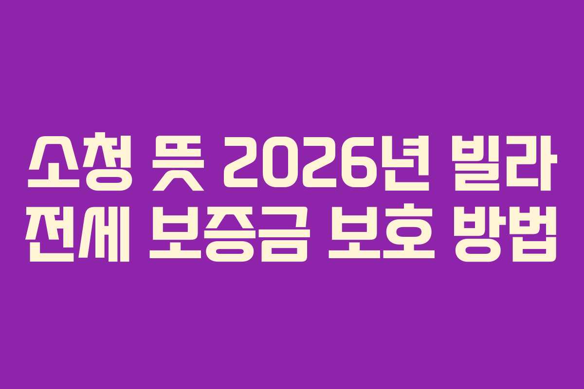 소청 뜻 2026년 빌라 전세 보증금 보호 방법